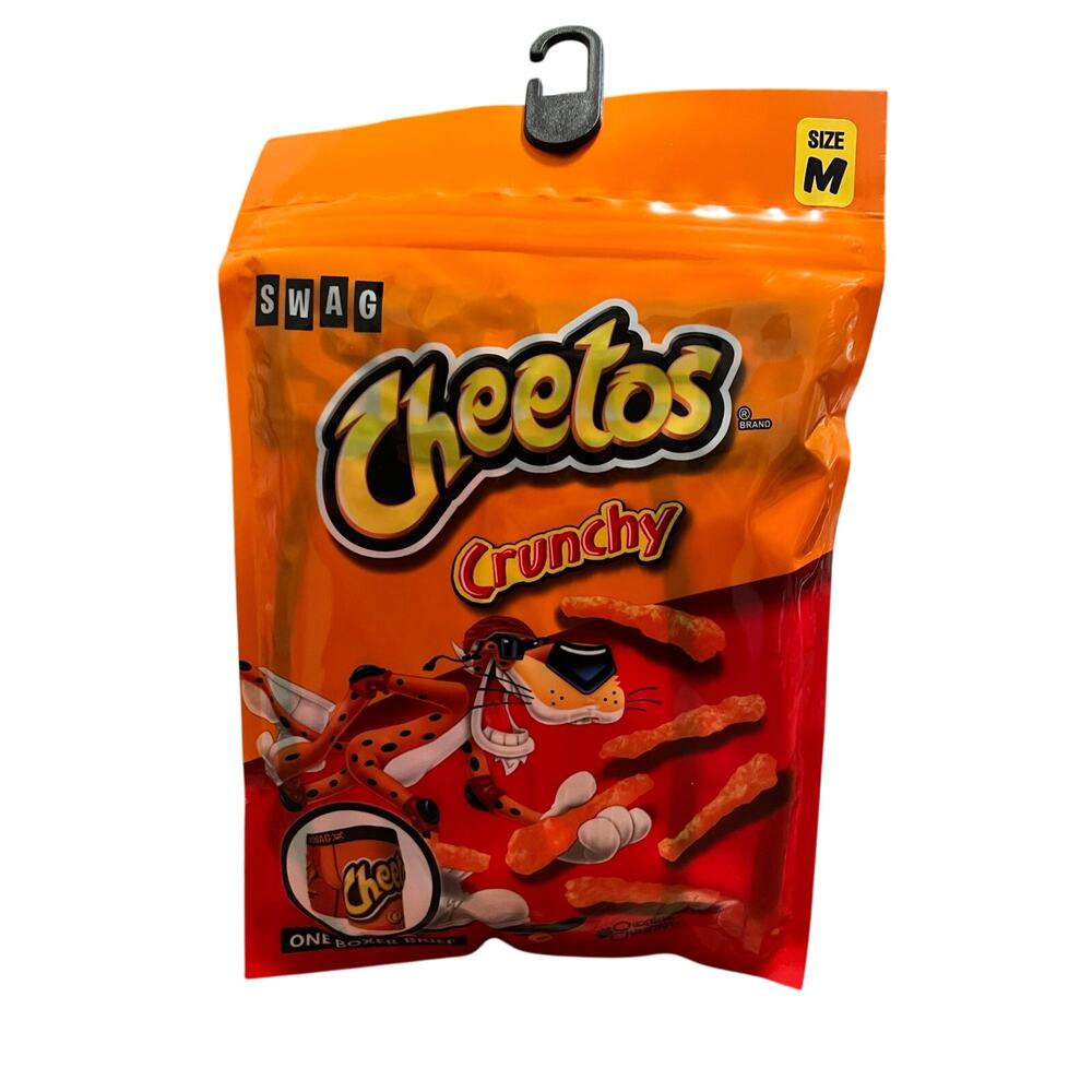 Cheetos Boxer Briefs Packaged Inside a Bright Orange Snack-style Pouch Medium
